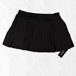 LouKeith Tennis Skort Women XL Black Pleated Athletic Skirt Pockets Activewear